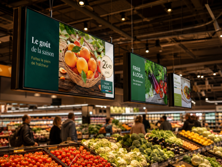 Écran d’affichage dynamique installé dans un commerce à Metz